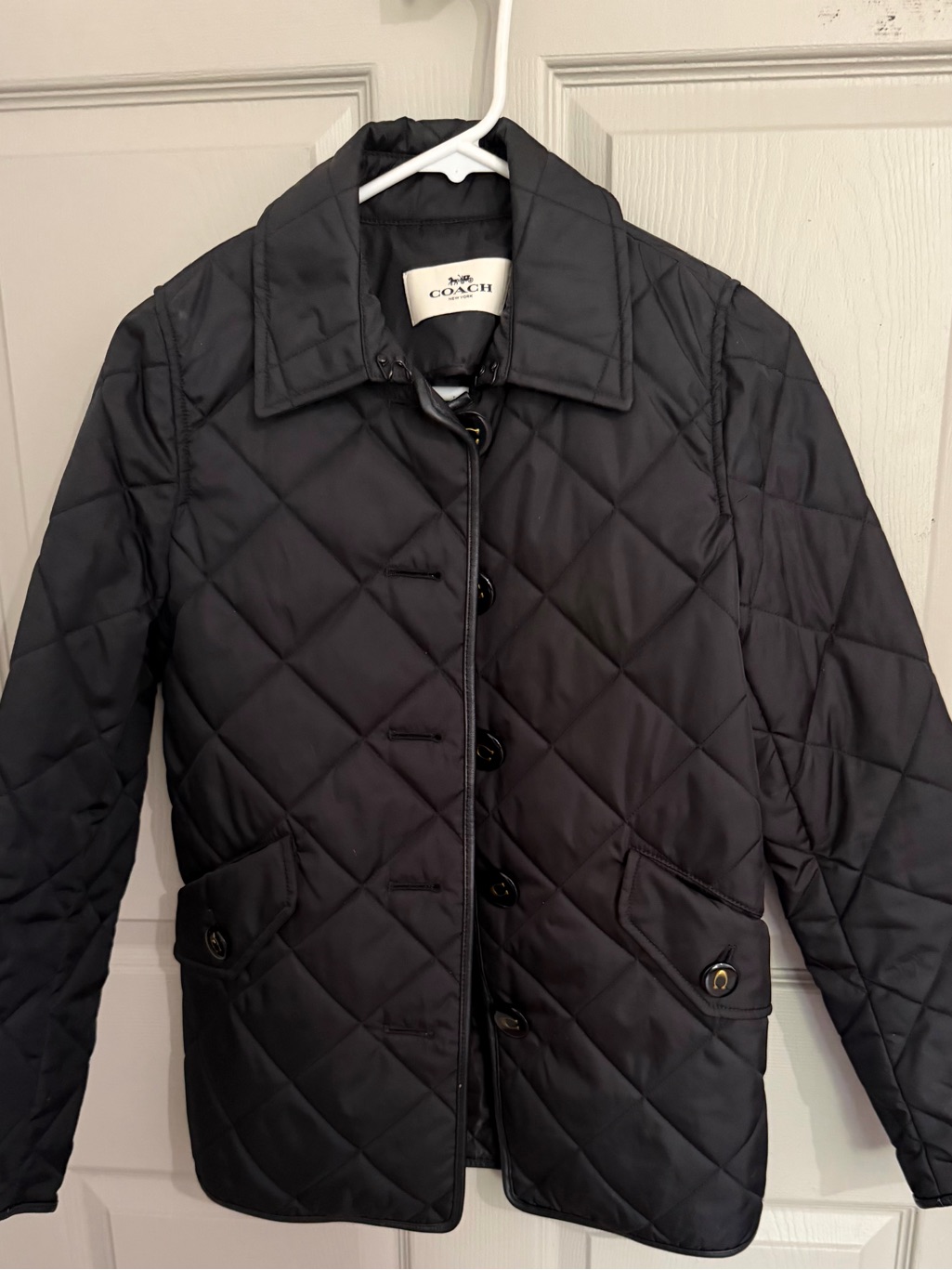 Coach Black Quilted Button-Front Jacket